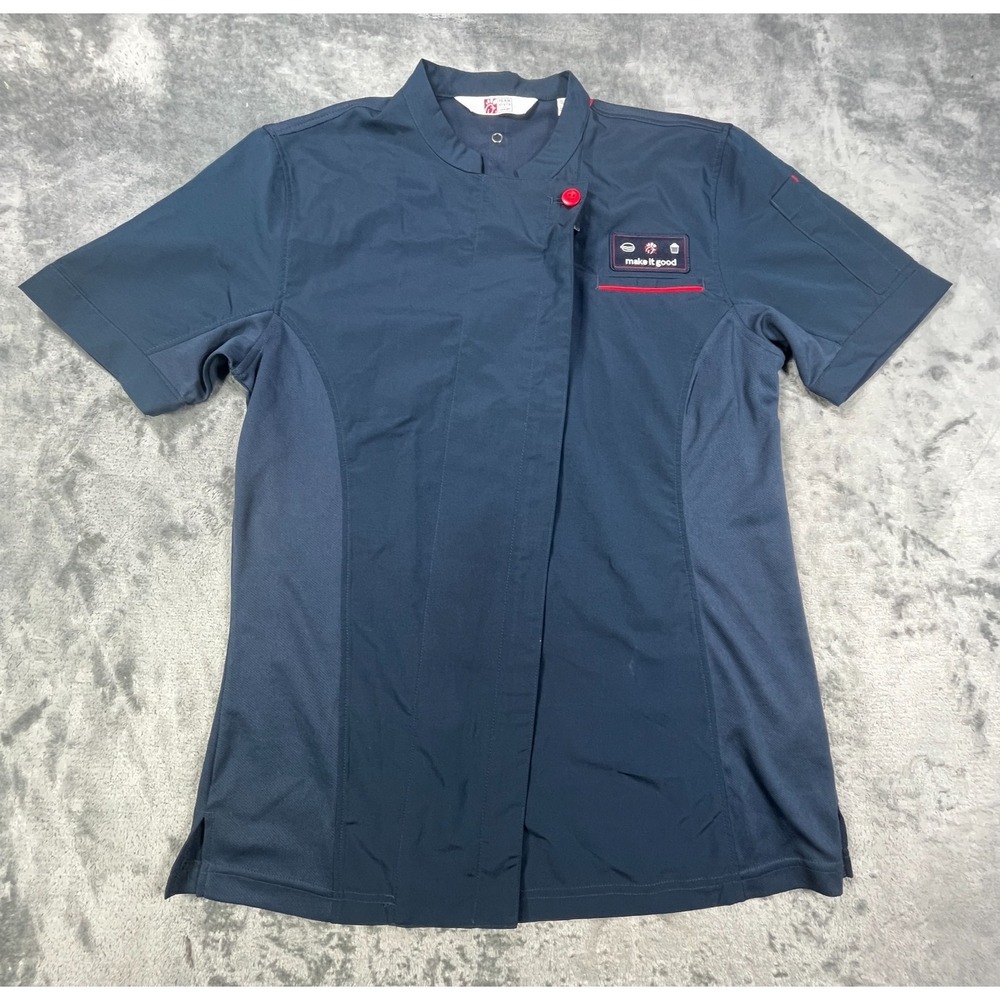 Oobe Team Style Adult Small Chick-Fil-A Chef Coat Zip Shirt Blue Uniform Mens